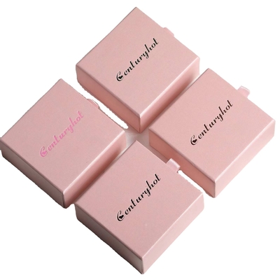 Custom Logo Velvet Pink Puller Jewelry Packaging Boxes 9x9x3cm