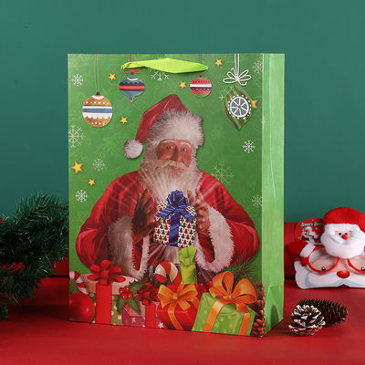 Gift Xmas Paper Bags With Silk Handle Christmas Paper Gift Bags