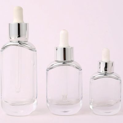 Oval Glass Empty Dropper Bottles Clear Skin Care Essential Oil Customized Logo