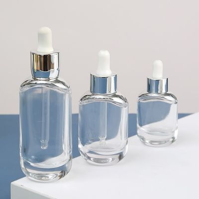 Oval Glass Empty Dropper Bottles Clear Skin Care Essential Oil Customized Logo