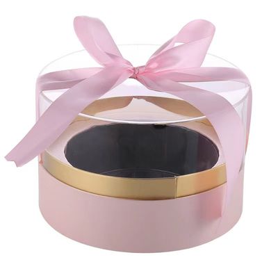 Cylindrical Bouquet Innovative Biodegradable Packaging Gift Clear PVC With Ribbon