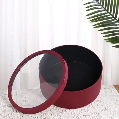 Bronzing PVC Cylindrical Flower Box Round Clear Bouquet Packaging Gift For Flowers