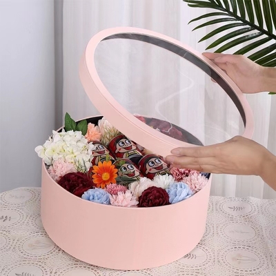 Biodegradable Bouquet Packaging Gift Clear PVC Cylindrical Flower Box 2mm Thickness