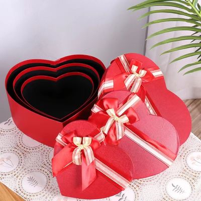 Rigid Luxury Heart Shape Flower Packaging Box For Valentines Day Gift