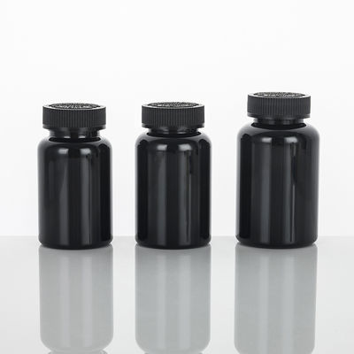Highly Customized 4oz PET Capsule Bottle of Orange Black Plastic Nutrition Supplement with Purple Tamper Proof Packaging