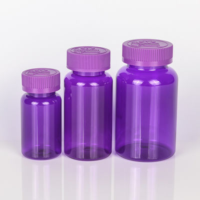 Highly Customized 4oz PET Capsule Bottle of Orange Black Plastic Nutrition Supplement with Purple Tamper Proof Packaging