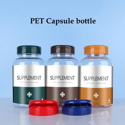Empty Labels 200ml 300ml PET Pill Organizer Bottle for Pharmacy Pharmaceutical Plastic Vitamin Capsule Container Packaging
