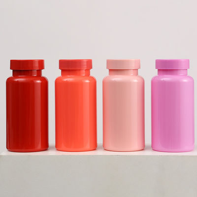 Customized Accepted Logo 150Ml Red Pink Empty Supplement Vitamin Capsule Pill Plastic Bottle for Custom Packaging