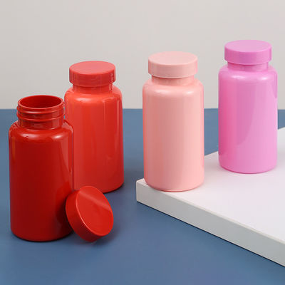 Customized Accepted Logo 150Ml Red Pink Empty Supplement Vitamin Capsule Pill Plastic Bottle for Custom Packaging
