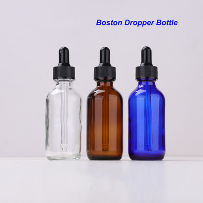 15ml 30ml 60ml 120ml 2oz Glass Amber Essential Oil Bottle Blue Glass Boston Dropper Bottle for Essential Boston Bottle
