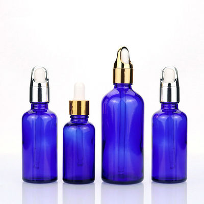 Frosted Blue Glass Cosmetic Face Serum Bottles Custom Empty Luxury Hair Essential Oil Dropper Bottle with Box Sample Free