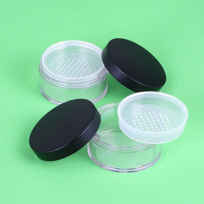Private Label Clear Matte Cosmetic Loose Powder Sifter Jar with Black Frosted Screw Cap 3g 5g 10g 20g 30g 50g ABS PS