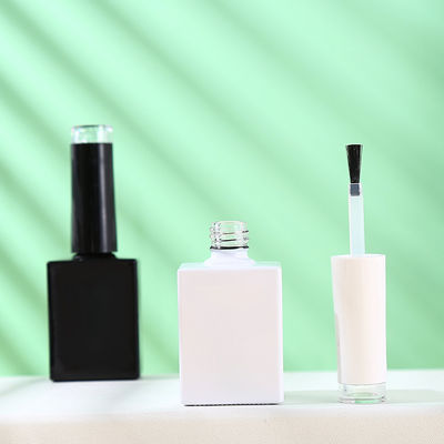 Glass Collar Senior PAK OEM Customized Unique 15ml Square Luxury Black Uv Gel Nail Polish Bottle with Clear Top Cap