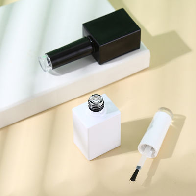 Glass Collar Senior PAK OEM Customized Unique 15ml Square Luxury Black Uv Gel Nail Polish Bottle with Clear Top Cap