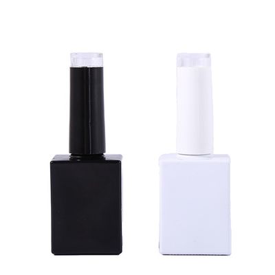 Glass Collar Senior PAK OEM Customized Unique 15ml Square Luxury Black Uv Gel Nail Polish Bottle with Clear Top Cap