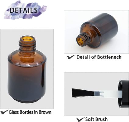 2025 Empty 8ml 15ml Brown Glass Round Nail Polish Bottles With Cap and Fan Brush for Nail Art Hot Stamping Graphic Design