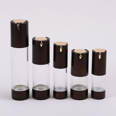 15ml 30ml 50ml Plastic Black Lotion Luxury Serum Matte Silver Pump Round Airless Pump Bottle for Essential Oil AS Plastic Type