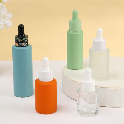 1oz Cylinder Flat Shoulder Frosted Dropper Essential Oil Bottle for Other Cosmetic within Glass Material