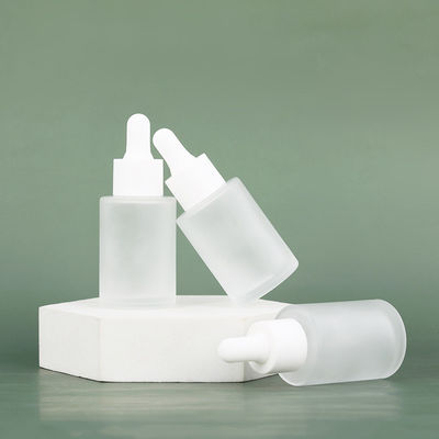 1oz Cylinder Flat Shoulder Frosted Dropper Essential Oil Bottle for Other Cosmetic within Glass Material