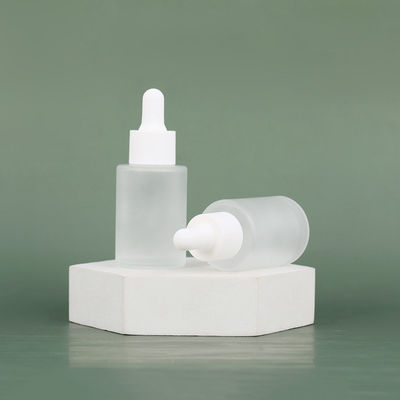 1oz Cylinder Flat Shoulder Frosted Dropper Essential Oil Bottle for Other Cosmetic within Glass Material