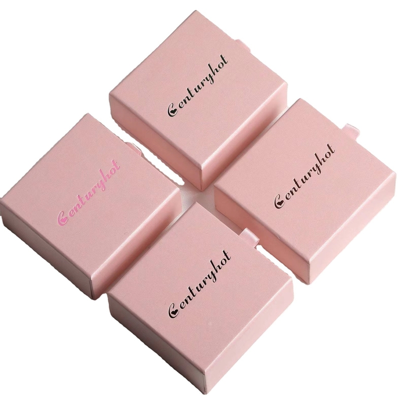 Custom Logo Velvet Pink Puller Jewelry Packaging Boxes 9x9x3cm