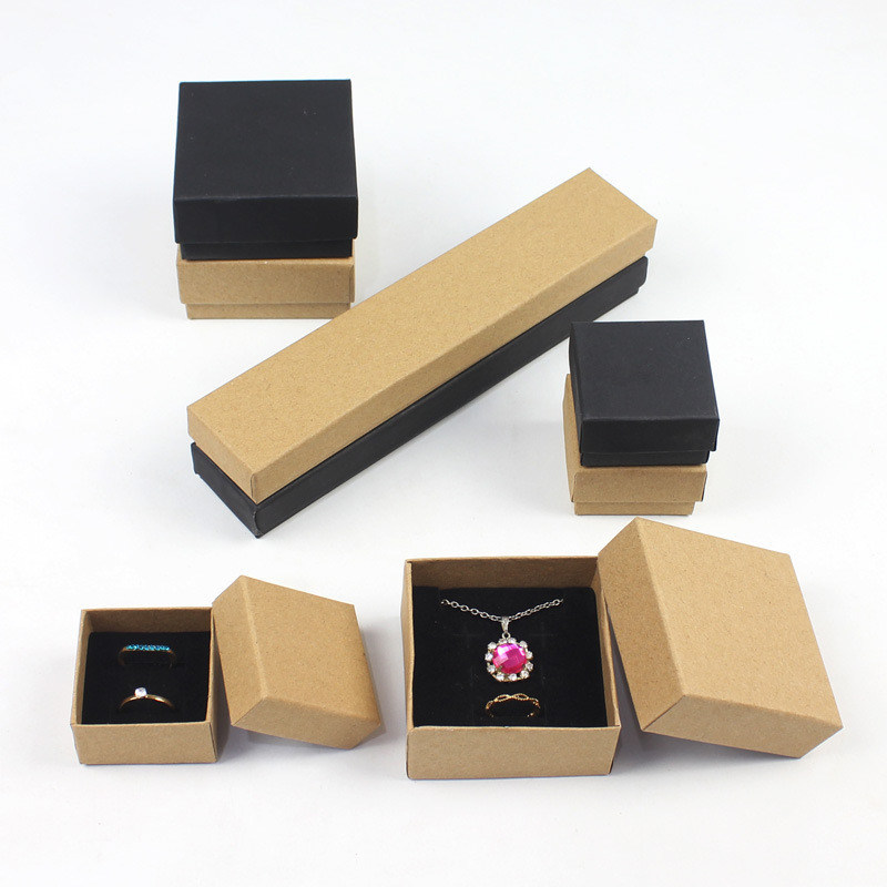 Custom Jewelry Kraft Paper Packaging Box Ring Bracelet Box 9*9*3.2cm