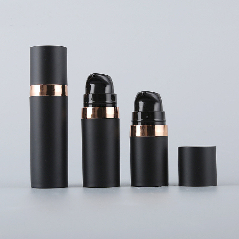 Full PP Airless Plastic Bottle 5ml 10ml 15ml 20ml 30ml 50ml Matte Black Airless Pump Bottle for Moisturizer and Serum