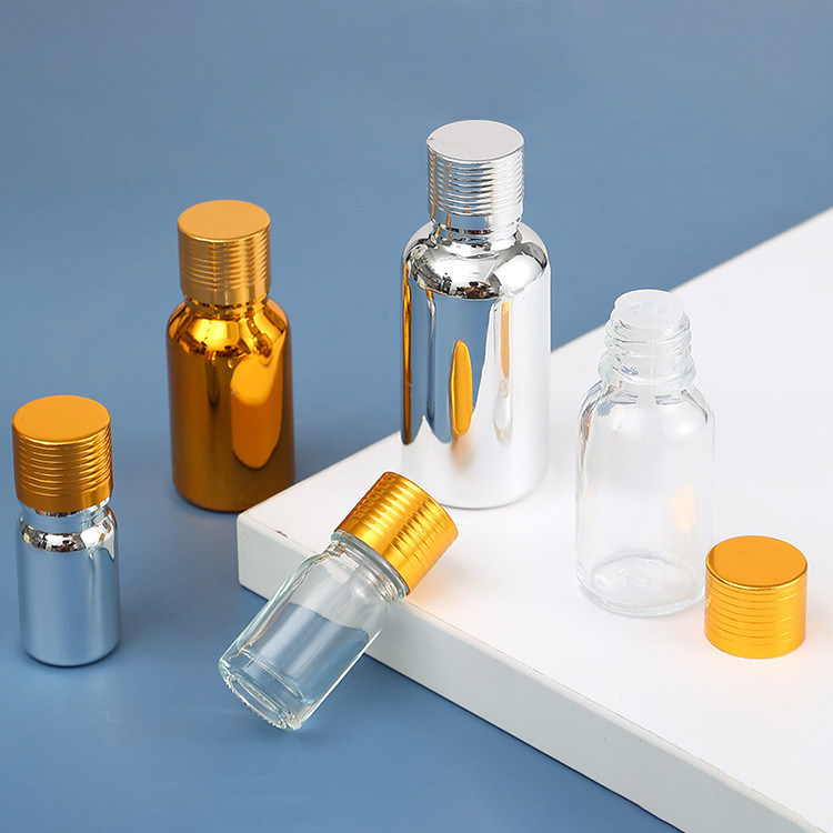 Screen Printing Mini Refillable Perfume Glass Bottle with Plug Metal Gold Silver Stock 10ml 5ml Pocket Small Travel Size